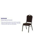 SINGLEWAVE Series Crown Back Stacking Banquet Chair in Brown Patterned Fabric - Gold Vein Frame