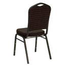 SINGLEWAVE Series Crown Back Stacking Banquet Chair in Brown Patterned Fabric - Gold Vein Frame