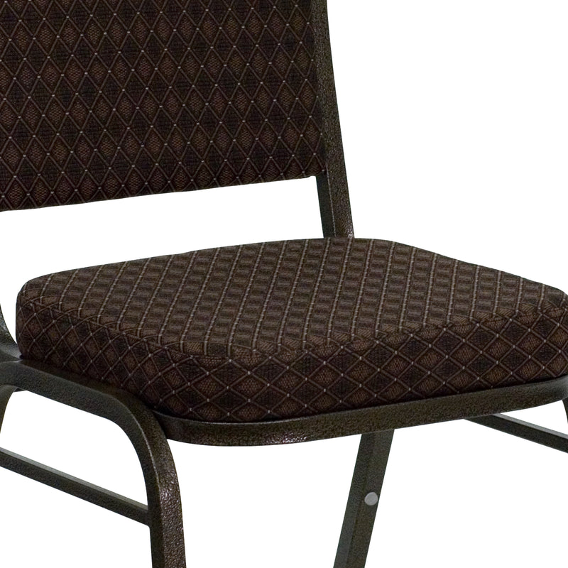 SINGLEWAVE Series Crown Back Stacking Banquet Chair in Brown Patterned Fabric - Gold Vein Frame