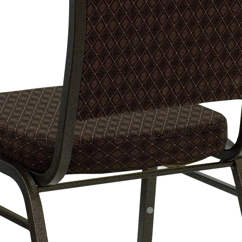 SINGLEWAVE Series Crown Back Stacking Banquet Chair in Brown Patterned Fabric - Gold Vein Frame