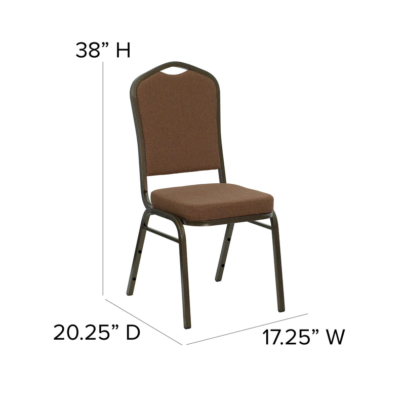 SINGLEWAVE Series Crown Back Stacking Banquet Chair in Coffee Fabric - Gold Vein Frame