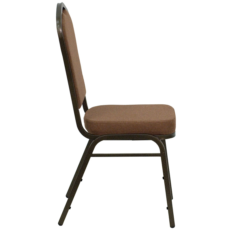 SINGLEWAVE Series Crown Back Stacking Banquet Chair in Coffee Fabric - Gold Vein Frame