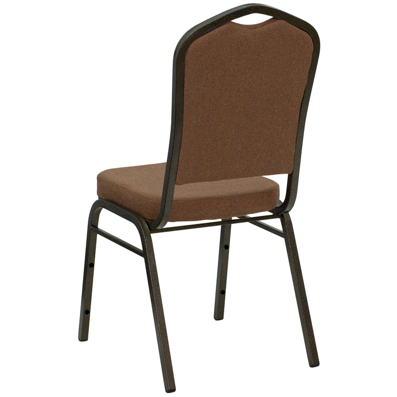 SINGLEWAVE Series Crown Back Stacking Banquet Chair in Coffee Fabric - Gold Vein Frame