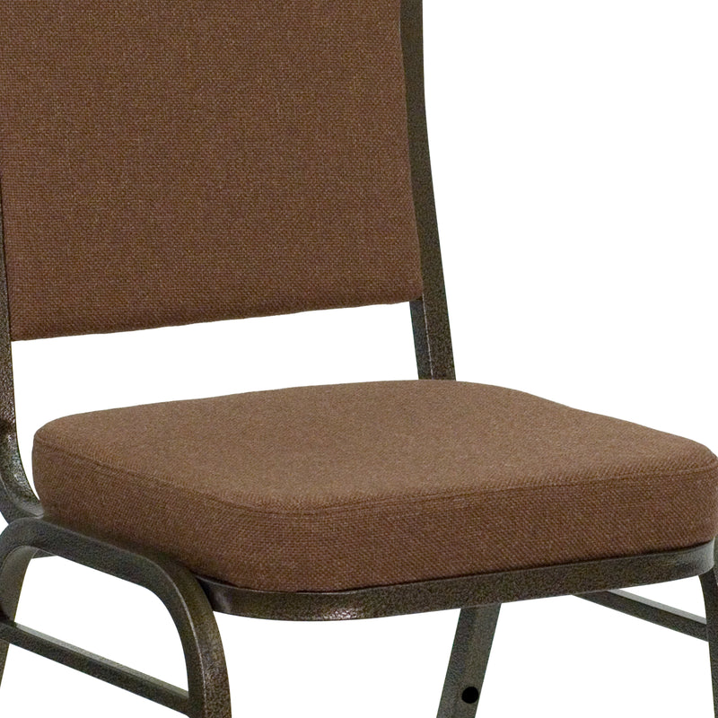 SINGLEWAVE Series Crown Back Stacking Banquet Chair in Coffee Fabric - Gold Vein Frame