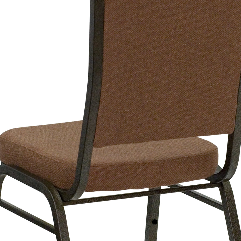 SINGLEWAVE Series Crown Back Stacking Banquet Chair in Coffee Fabric - Gold Vein Frame