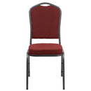 SINGLEWAVE Series Crown Back Stacking Banquet Chair in Burgundy Patterned Fabric - Silver Vein Frame