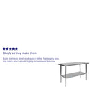 Stainless Steel 18 Gauge Work Table with Undershelf - NSF Certified - 48"W x 24"D x 34.5"H