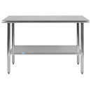 Stainless Steel 18 Gauge Work Table with Undershelf - NSF Certified - 48"W x 24"D x 34.5"H