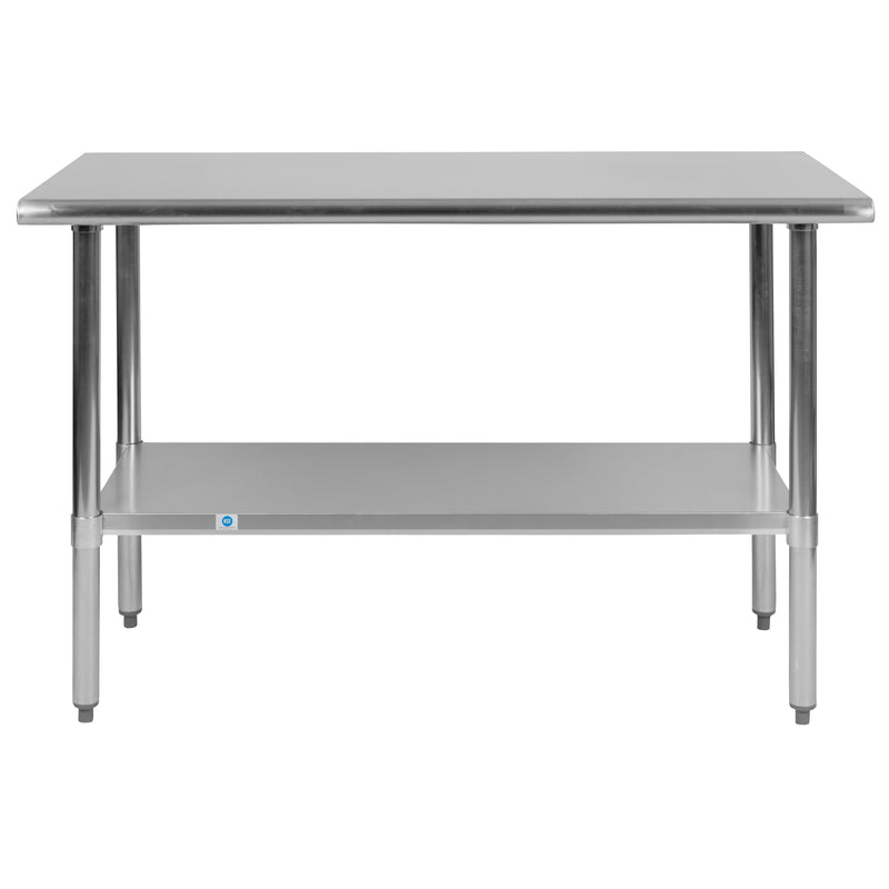 Stainless Steel 18 Gauge Work Table with Undershelf - NSF Certified - 48"W x 24"D x 34.5"H