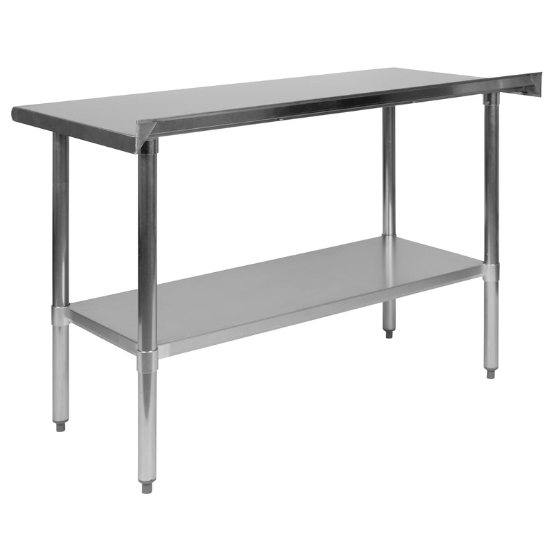 Stainless Steel 18 Gauge Work Table with 1.5" Backsplash and Undershelf - NSF Certified - 48"W x 24"D x 36"H