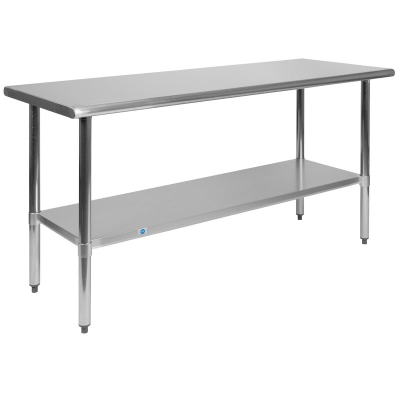 Stainless Steel 18 Gauge Work Table with Undershelf - NSF Certified - 60"W x 24"D x 34.5"H