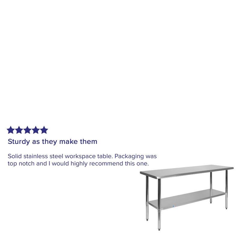 Stainless Steel 18 Gauge Work Table with Undershelf - NSF Certified - 60"W x 24"D x 34.5"H