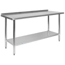 Stainless Steel 18 Gauge Work Table with 1.5" Backsplash and Undershelf - NSF Certified - 60"W x 24"D x 36"H