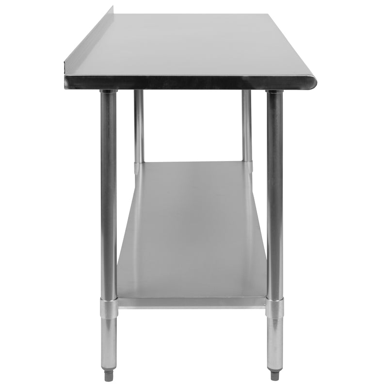 Stainless Steel 18 Gauge Work Table with 1.5" Backsplash and Undershelf - NSF Certified - 60"W x 24"D x 36"H