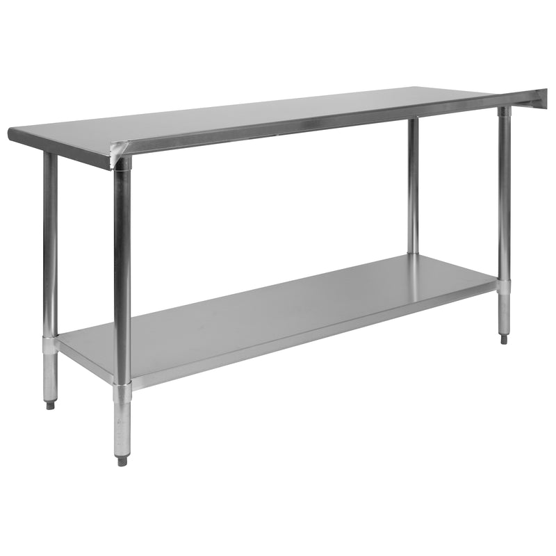 Stainless Steel 18 Gauge Work Table with 1.5" Backsplash and Undershelf - NSF Certified - 60"W x 24"D x 36"H