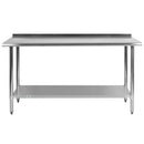 Stainless Steel 18 Gauge Work Table with 1.5" Backsplash and Undershelf - NSF Certified - 60"W x 24"D x 36"H