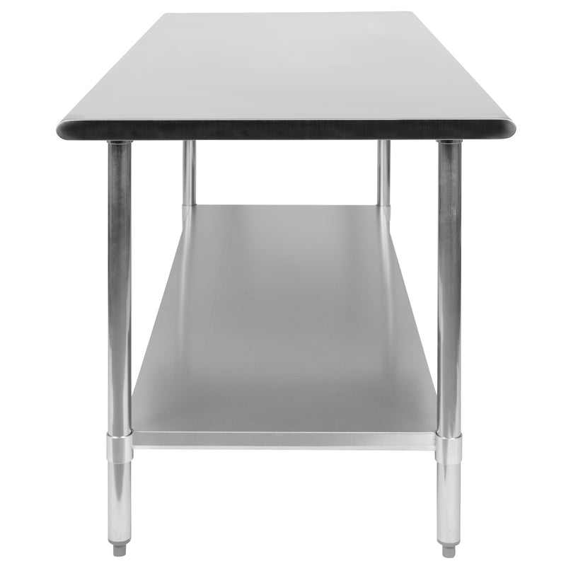 Stainless Steel 18 Gauge Work Table with Undershelf - NSF Certified - 72"W x 30"D x 34.5"H