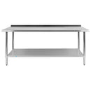 Stainless Steel 18 Gauge Work Table with 1.5" Backsplash and Undershelf - NSF Certified - 72"W x 30"D x 36"H