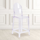 Ghost Counter Stool with Oval Back in Transparent Crystal
