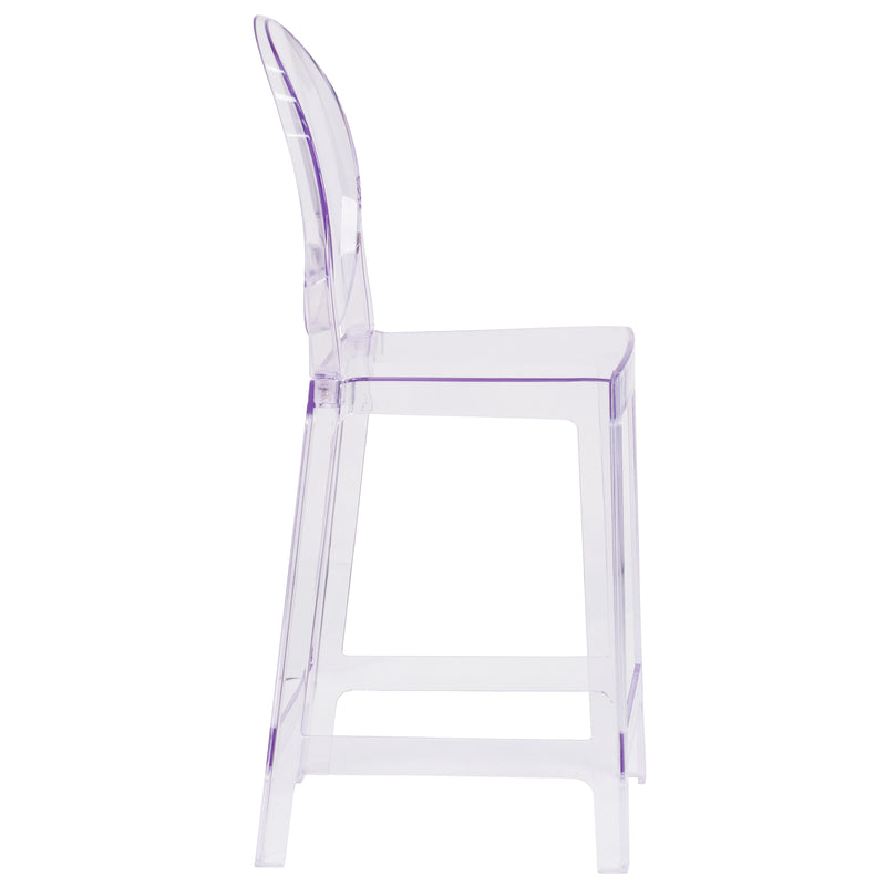 Ghost Counter Stool with Oval Back in Transparent Crystal