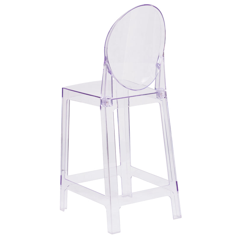 Ghost Counter Stool with Oval Back in Transparent Crystal