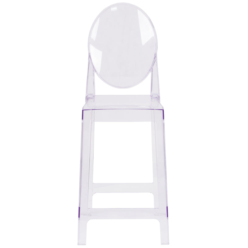 Ghost Counter Stool with Oval Back in Transparent Crystal