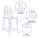 Ghost Counter Stool with Oval Back in Transparent Crystal