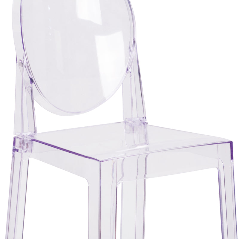 Ghost Counter Stool with Oval Back in Transparent Crystal