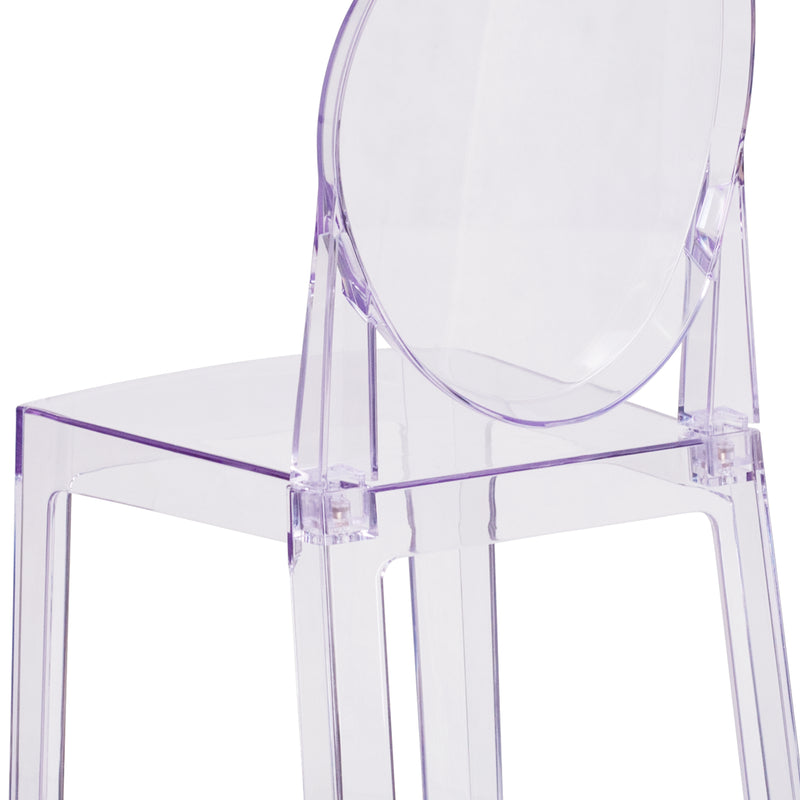 Ghost Counter Stool with Oval Back in Transparent Crystal