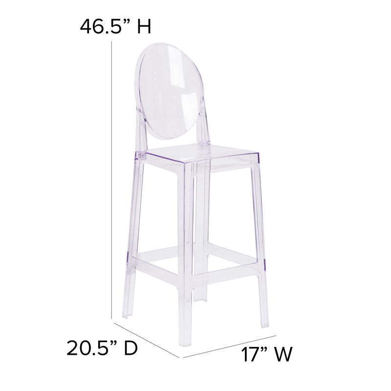 Ghost Barstool with Oval Back in Transparent Crystal