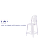 Ghost Barstool with Oval Back in Transparent Crystal