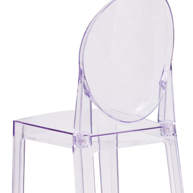 Ghost Barstool with Oval Back in Transparent Crystal