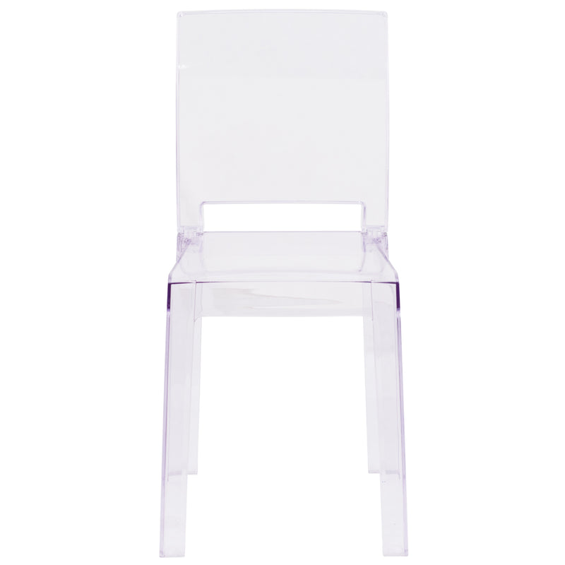 Ghost Chair with Square Back in Transparent Crystal