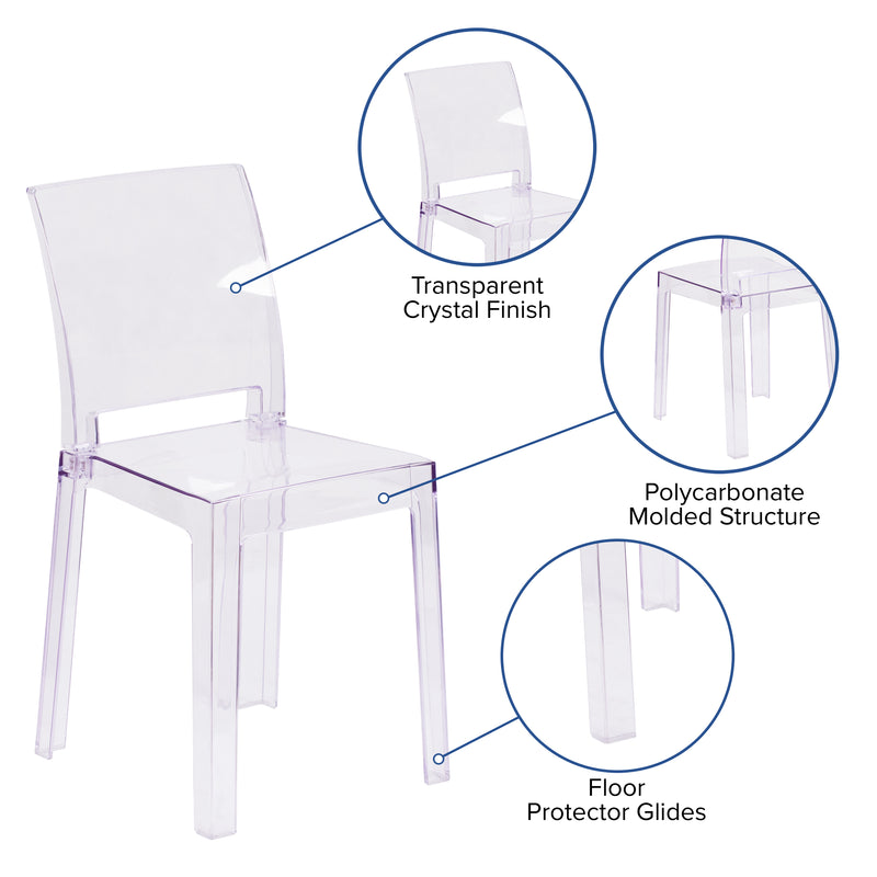 Ghost Chair with Square Back in Transparent Crystal