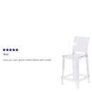 Ghost Counter Stool with Square Back in Transparent Crystal