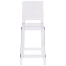 Ghost Counter Stool with Square Back in Transparent Crystal