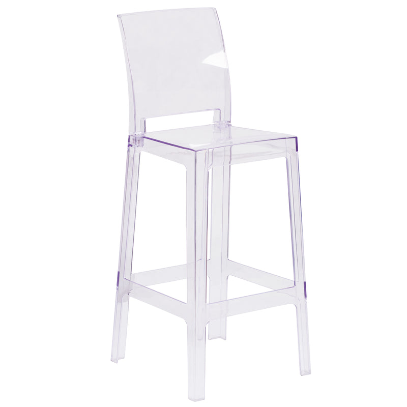 Ghost Barstool with Square Back in Transparent Crystal