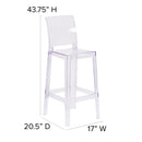 Ghost Barstool with Square Back in Transparent Crystal