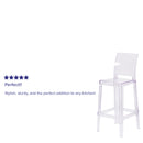 Ghost Barstool with Square Back in Transparent Crystal