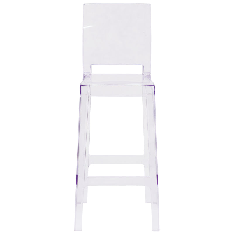 Ghost Barstool with Square Back in Transparent Crystal