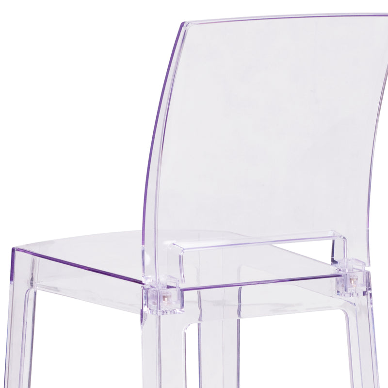 Ghost Barstool with Square Back in Transparent Crystal