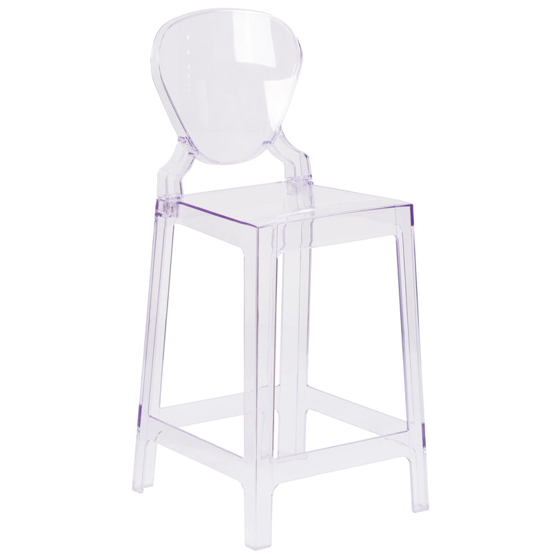 Ghost Counter Stool with Tear Back in Transparent Crystal