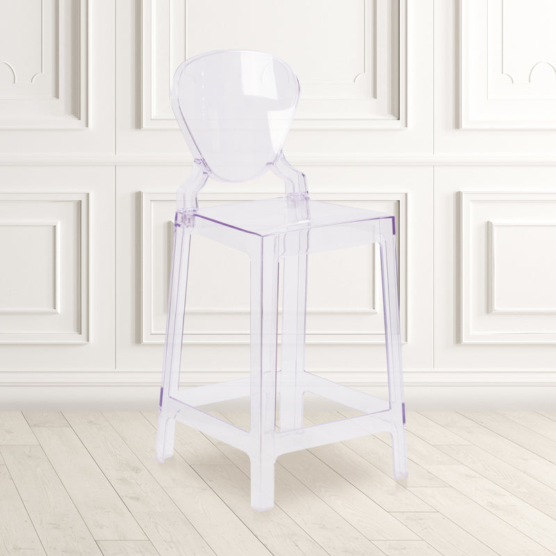 Ghost Counter Stool with Tear Back in Transparent Crystal