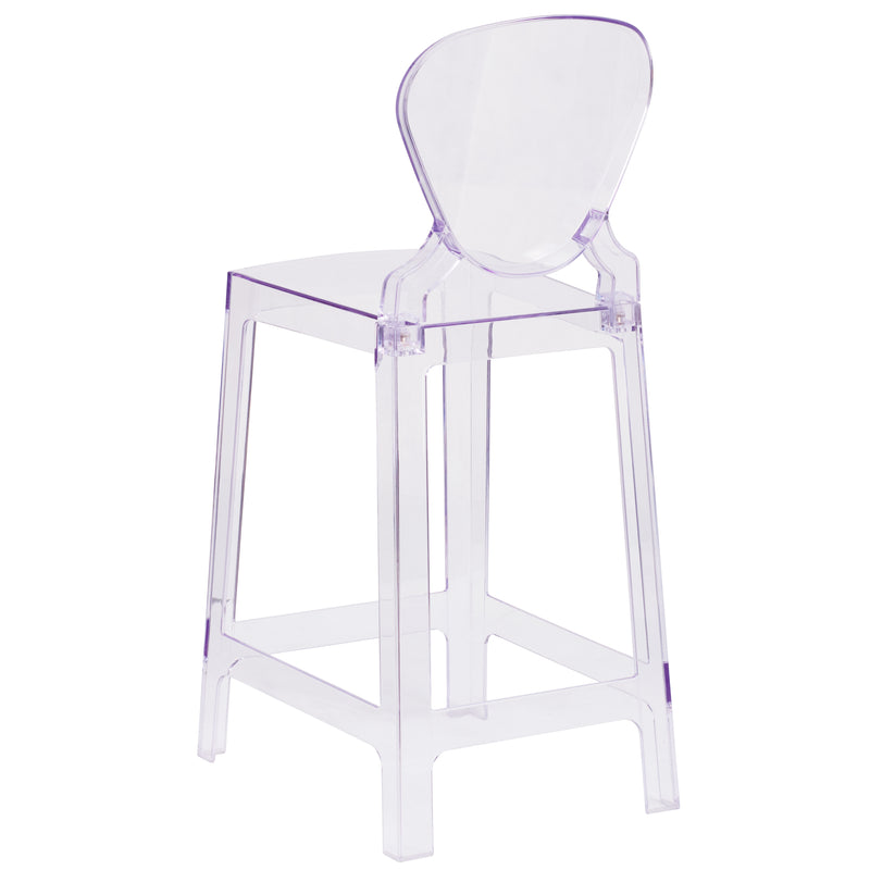 Ghost Counter Stool with Tear Back in Transparent Crystal