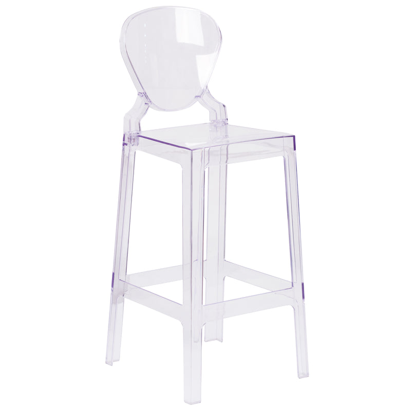 Ghost Barstool with Tear Back in Transparent Crystal