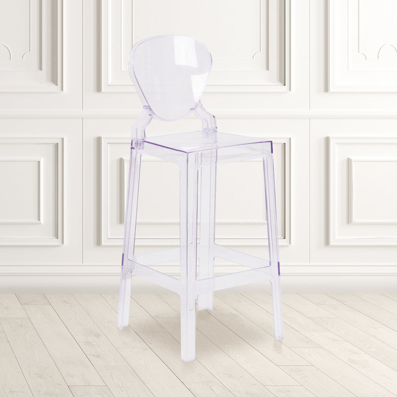 Ghost Barstool with Tear Back in Transparent Crystal