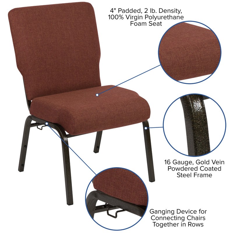 Advantage 20.5 in. Cinnamon Molded Foam Church Chair