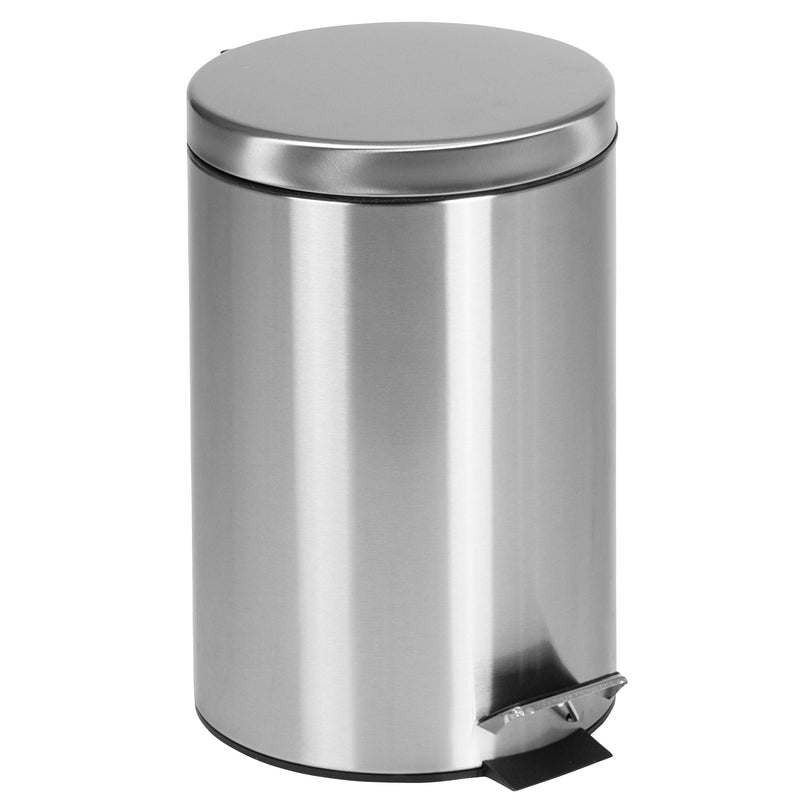 Round Stainless Steel Imprint Resistant Soft Close, Step Trash Can -3.2 Gallons (12L)