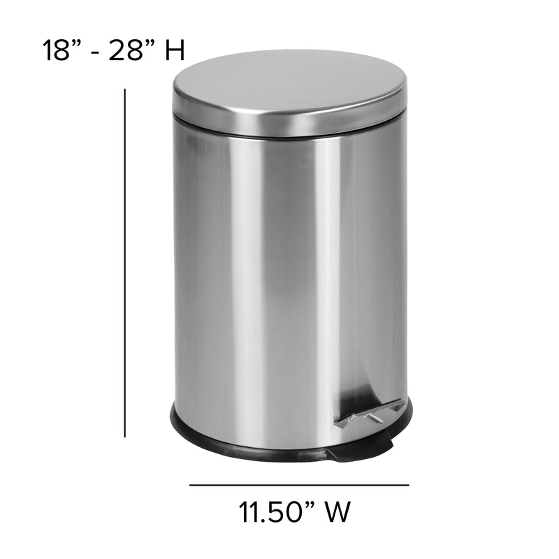 Round Stainless Steel Fingerprint Resistant Soft Close, Step Trash Can - 5.3 Gallons (20L)