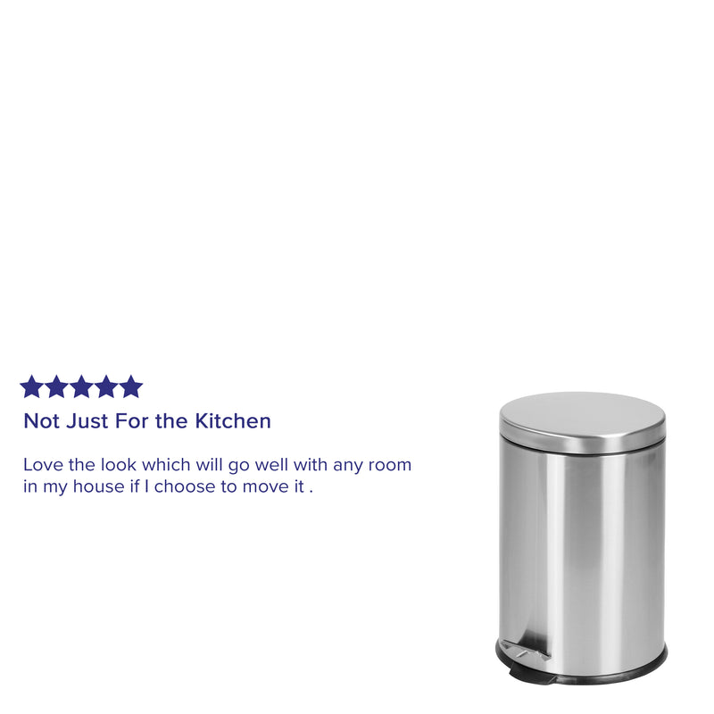 Round Stainless Steel Fingerprint Resistant Soft Close, Step Trash Can - 5.3 Gallons (20L)